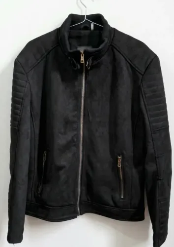 Jaqueta em suede masculina preta
