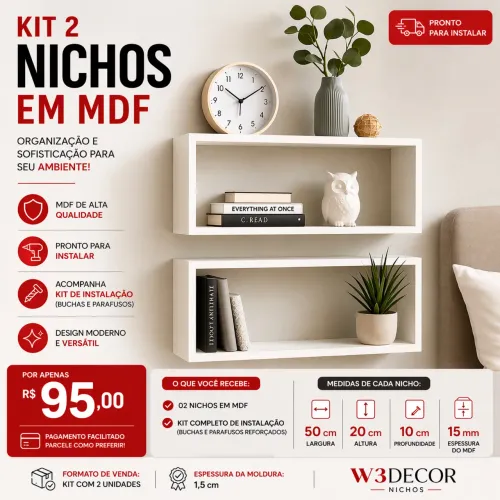 Kit com 2 Nichos em MDF 