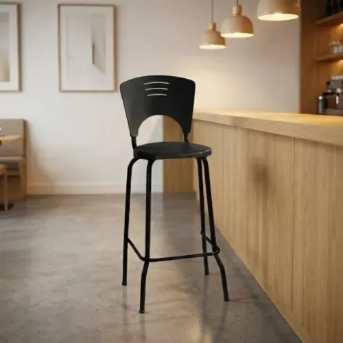 Banqueta Fixa Alta Piacere Cor Preto Conforto Estilo Durável Modelo 34103