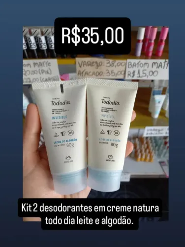 Kit 2 desodorante em creme natura leite de algodão 
