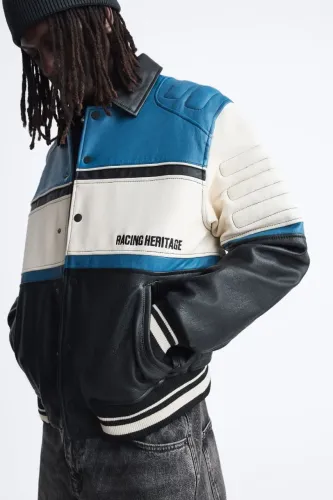 Jaqueta de couro legítimo Zara masculina 