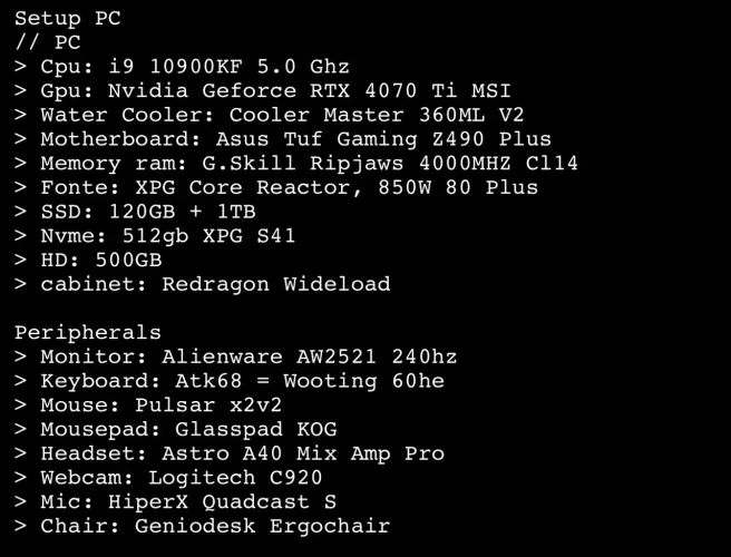 Setup Pc Gamer High End