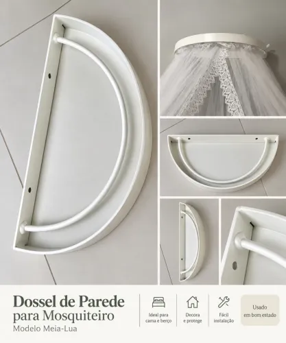 Dossel de Parede para Mosquiteiro Meia-Lua - Branco