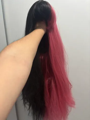 PERUCA METADE PRETA/ROSA