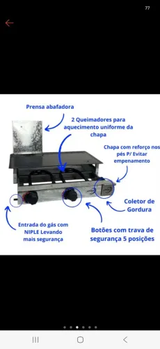 Chapeira a gás nova, na caixa.