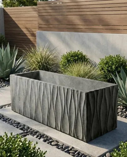 VASO RETANGULAR EM CONCRETO MACIÇO 3D 0,90X0,30