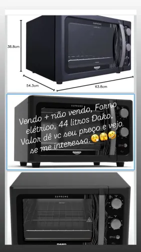 Vendo forno elétrico 44 litros Dako. 