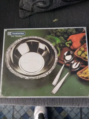 Saladeira / Bowl Tramontina Inox com Talheres - NOVO na Caixa