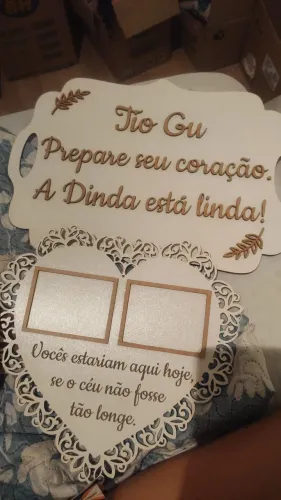 Plaquinha de casamento MDF doação
