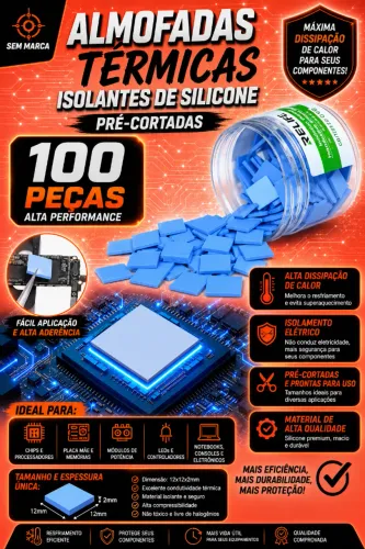 100 peças Almofadas Térmicas Isolantes de Silicone Pré-Cortadas (NOVO/LACRADO!)