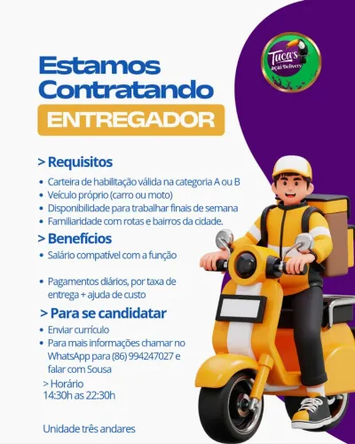 Vaga para entregador