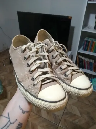 All Star couro bege