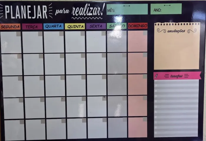 Quadro de organização semanal
