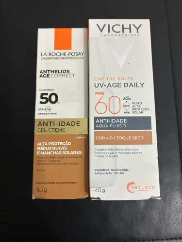 Kit Protetor Solar Anti-Idade Com Cor (Vichy FPS 60 + La Roche-Posay FPS 50) - Cor 4.0