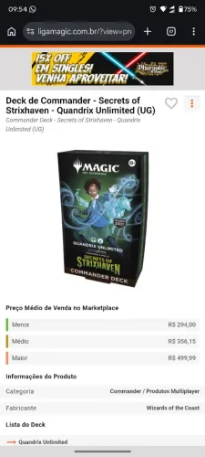 QUANDRIX DECK COMPLETO + FICHAS