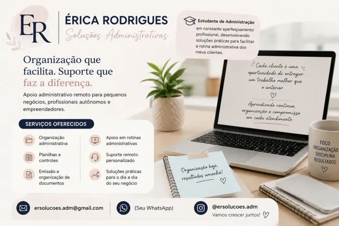 Suporte Administrativo Remoto Organização, Planilhas e Documentos<br>