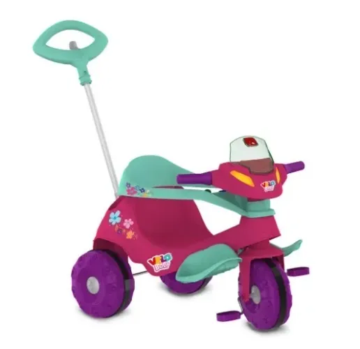 TRICICLO VELOBABY G2 BANDEIRANTE ROSA - PASSEIO E PEDAL