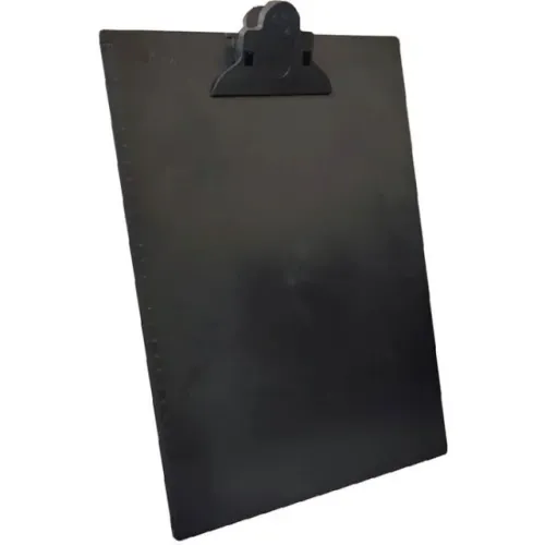 Prancheta Plastica A4 Prendedor Plástico e Régua Lateral Cinza e Preto - Carbrink