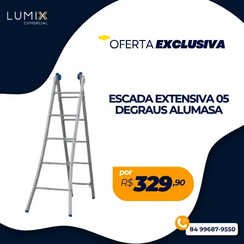 ESCADA EXTENSIVA ALUMINIO 5 DEGRAUS ALUMASA