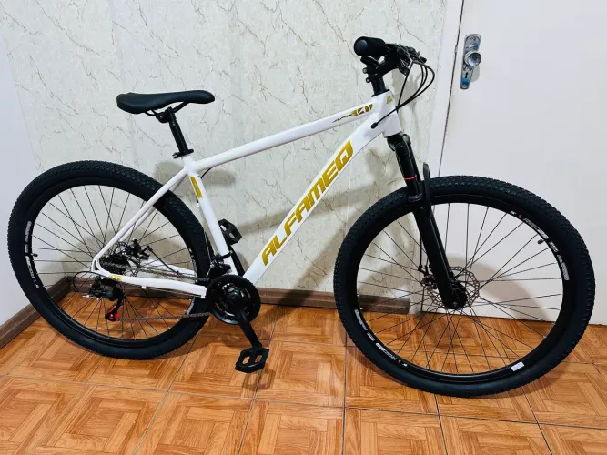 Bicicleta MTB Aro 29 Alfameq Branco Dourado Nova