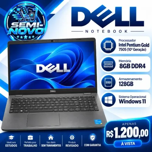 Notebook Dell Pentium Gold 7505 ? 8GB RAM + SSD 128GB