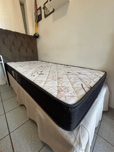 Cama Box Solteiro com Baú + Cabeceira e Colchão | Ótimo Estado