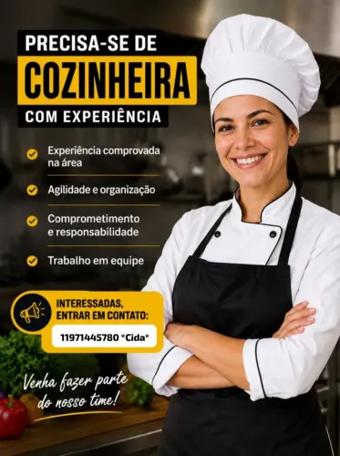 Preciso de uma cozinheira, leia todo o anúncio por gentileza