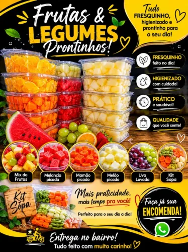 Frutas e legumes picados 