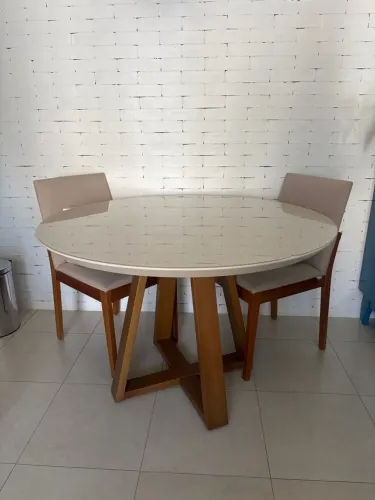 MESA BENNET REDONDA 1,15M C/VDO OFFWHITE/NATURAL
