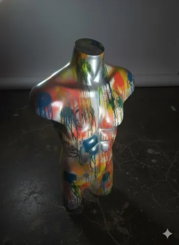 Manequim Torso Masculino Graffiti Art - Peça Única Exclusiva Estilo Street Art para Decora