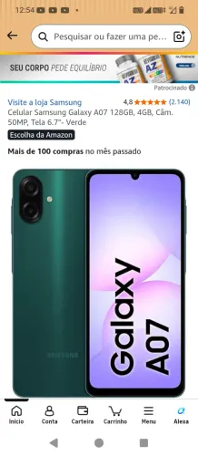 CELULAR SAMSUNG GALAXY A07 VERDE NOVO