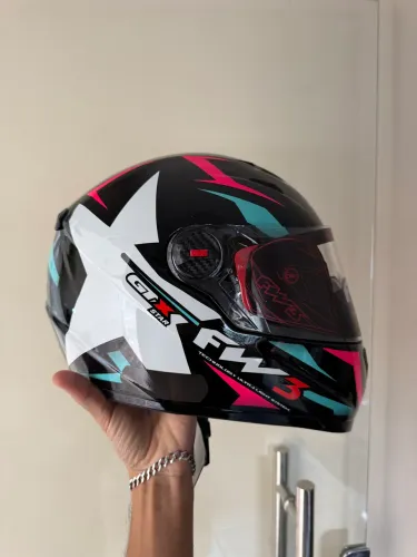 Capacete FW3 Azul Tifanny e Rosa, NOVO!