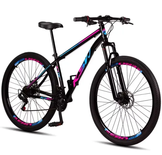 Bicicleta Aro 29 KSW preta e rosa