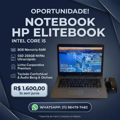 NOTEBOOK HP ELITEBOOK INTEL CORE i5 8GB SSD256