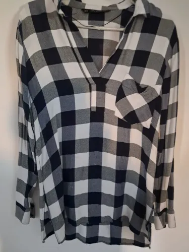 Blusa manga longa tecido Zara xadrez