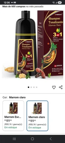 Shampoo tonalizante Tintura cabelo