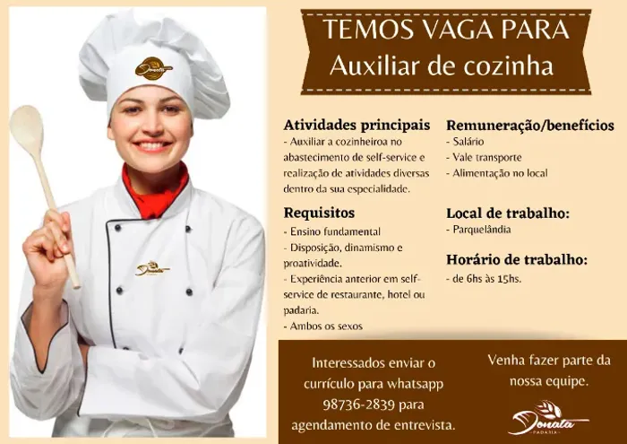 Vaga para Auxiliar de Cozinha