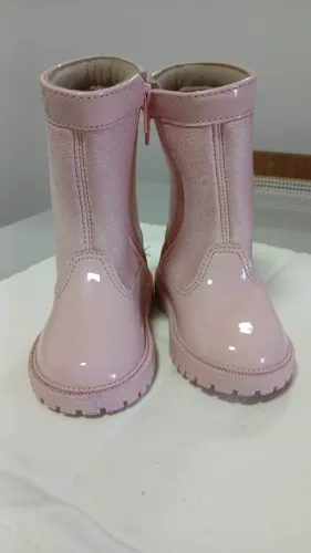 Bota rosa cano alto molekinha bebê