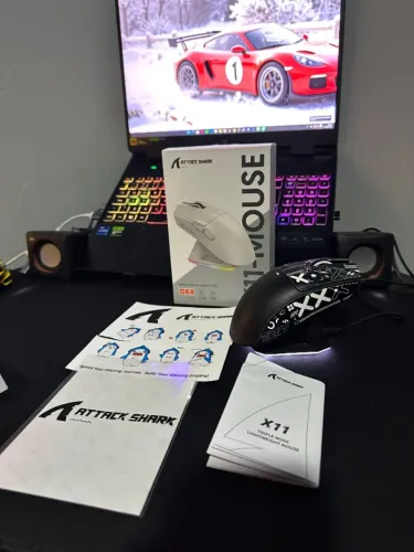 Mouse Gamer Sem Fio Attack Shark x11 + Base Carregadora