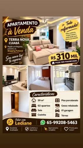Apartamento próximo ao shopping Pantanal e Centro político.