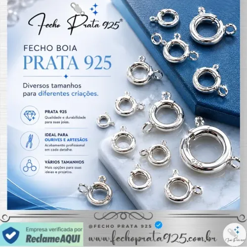 Fecho Bóia Prata 925 para Montagem de Joias- Fecho Prata 925