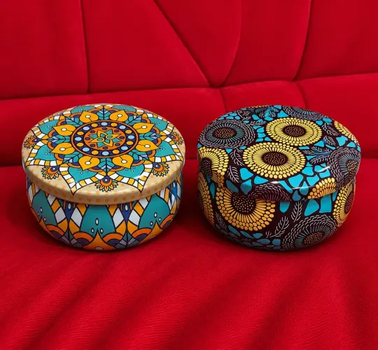Kit 2 unidades SÓ lata para velas artesanais mandala colorida decorativa [COR ALEATÓRIA]