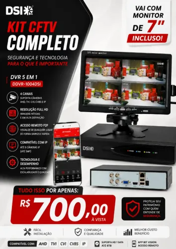 Kit de Segurança Eletrônica CFTV Completo 
