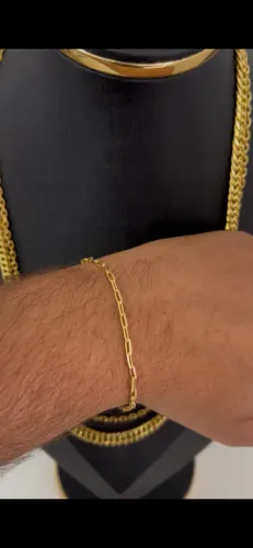 Pulseira cadeado alongado ? Banhada a Ouro 18K | Alta Durabilidade