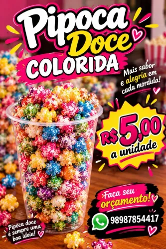 Pipoca doce colorida