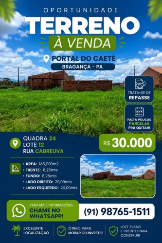 Terreno à Venda no Portal do Caeté - Bragança/PA | Repasse