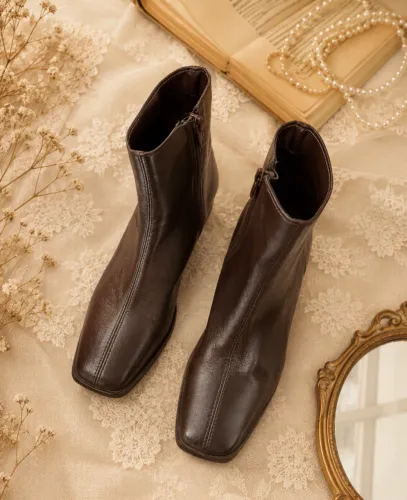 Bota Feminina Couro Legítimo Marrom Café nº 36 | Elegante e Confortável
