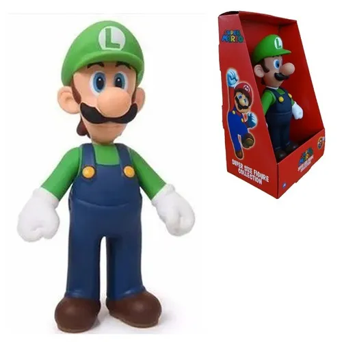 Boneco Luigi Super Mario Bros Nitendo Miniatura Grande Original Figura Coleção 23cm