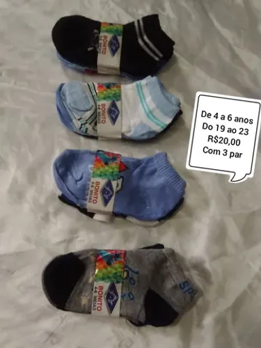 Meias infantis kit com 3 meias conforto e qualidade