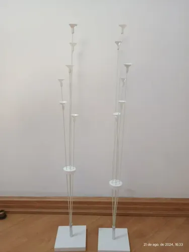 Kit com 2 Suportes para balão 70cm com 6 hastes branco
